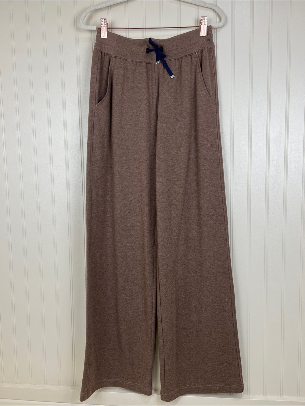 Travis Mathew High Rise Soft Wide Leg Pants Heather Cocoa Brown Size Small